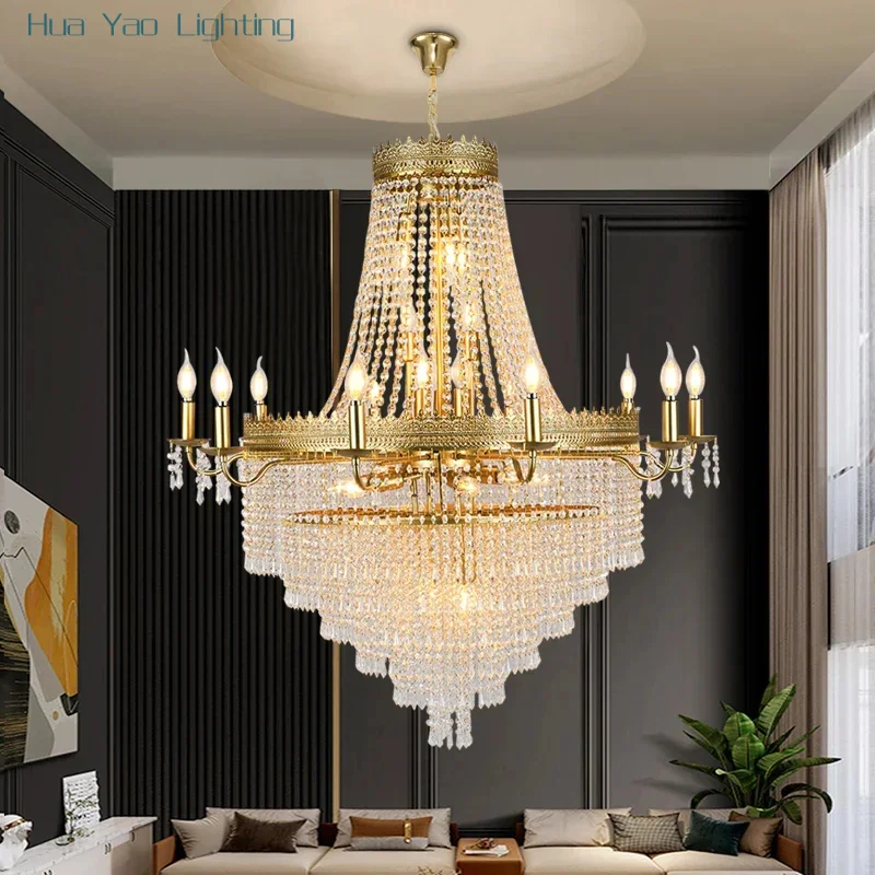 Luxury Crystal Chandelier For Living Room Staircase Creative Candle Design Lighting Fixture Led Home Decor Cristal Hanging Lamp