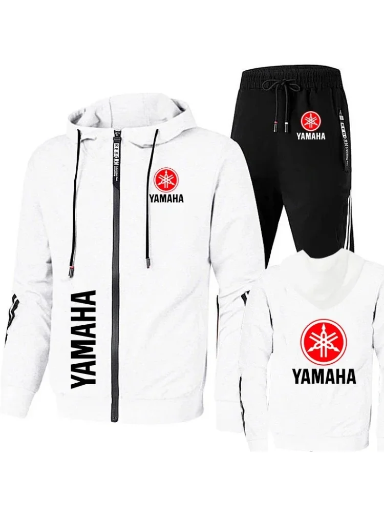 AliExpress Yamaha Motorcycle Racing Tracksuit Men's Clothing Yamaha Logo Print Zip Sweatshirt&Pant Men Sets Bike Jacket Men Sportswear Suit