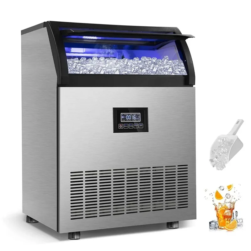 Commercial Ice Maker, 250Lbs/24H Under Counter Ice Machine with 77Lbs Storage Bin, 90 Ice Cubes in 11Min