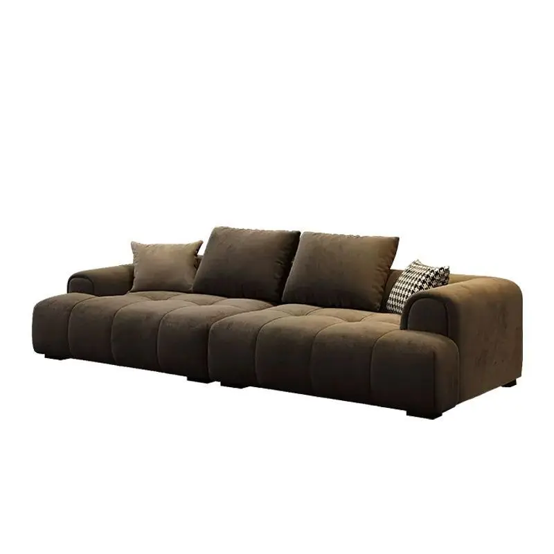 

Italian minimalist modern light luxury small apartment living room cream wind straight row cloud puffs marshmallow sofa Internet