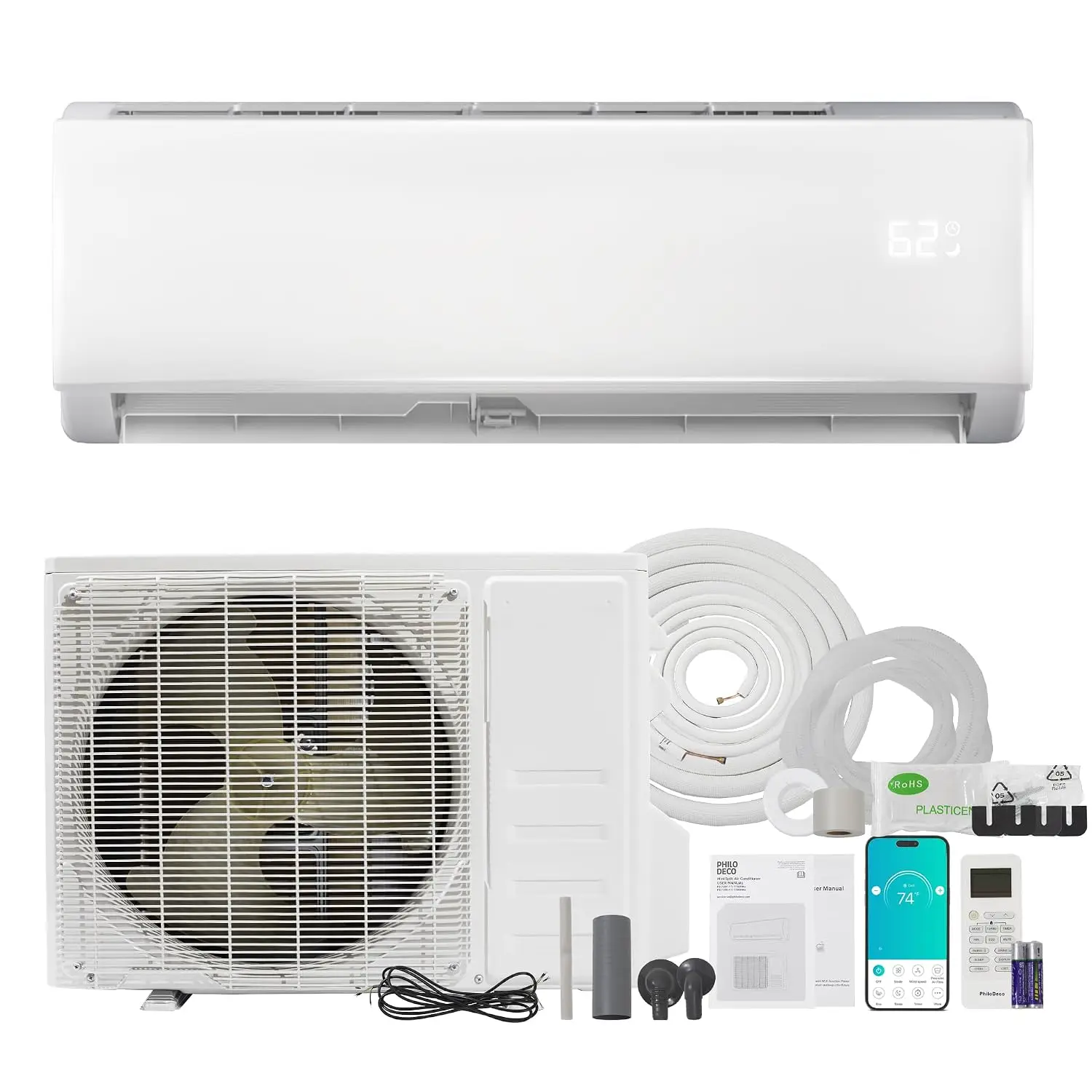 12000 BTU Mini Split Air Conditioner & Heater, Wifi Enabled 115V Energy Saving Wall Mounted Inverter Ductless AC Unit, Custom