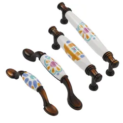 76mm/96mm/128mm manopole rotonde in ceramica nordica per bambini svegli armadio rurale cucina giardino maniglia per porte maniglie per mobili moderne