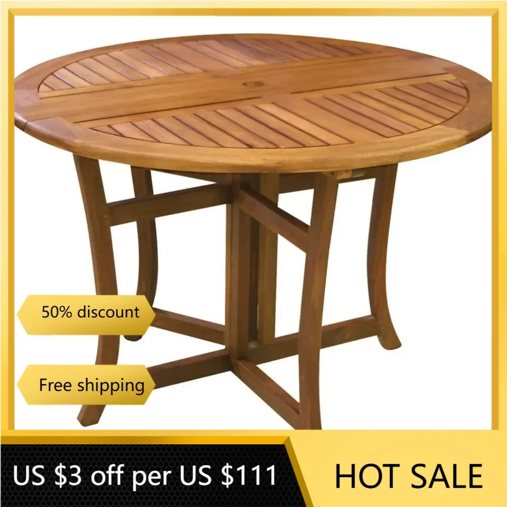 

Eucalyptus 43 Inch Round Folding Deck Table Outdoor Tables Outdoor Furniture ，Solid hardwood，Stainless Steel