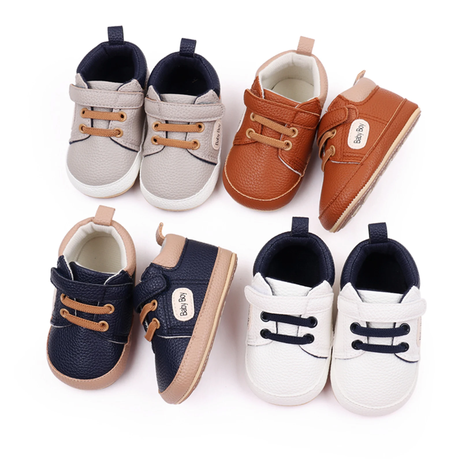 Toddler Boy PU Sneakers Casual Letter Print Cute Baby Flats Breathable Infant Walking Shoes for Newborn