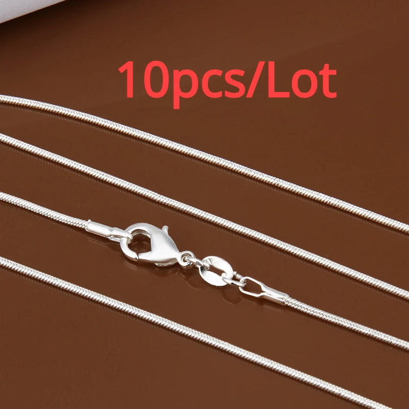 

10 шт., ожерелье из стерлингового серебра 925 пробы, 2 мм, цепочка в виде змеи для мужчин и женщин, 16-24 дюйма, модные вечерние свадебные аксессуары, ювелирные изделия, подарки