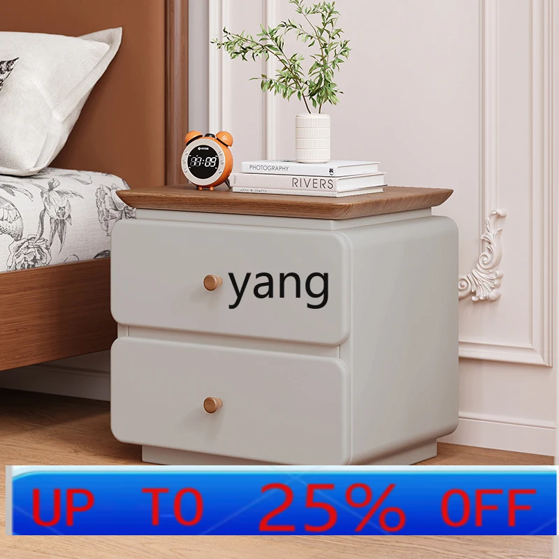 

LHH solid wood paint bedside table cream style modern bedroom storage side cabinet