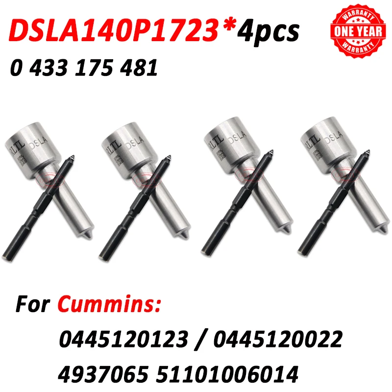 

4шт DSLA140P1723 0433175481 Форсунка топливной форсунки DSLA 140P 1723 для Cummins 0445120123 0445120022 4937065 51101006014