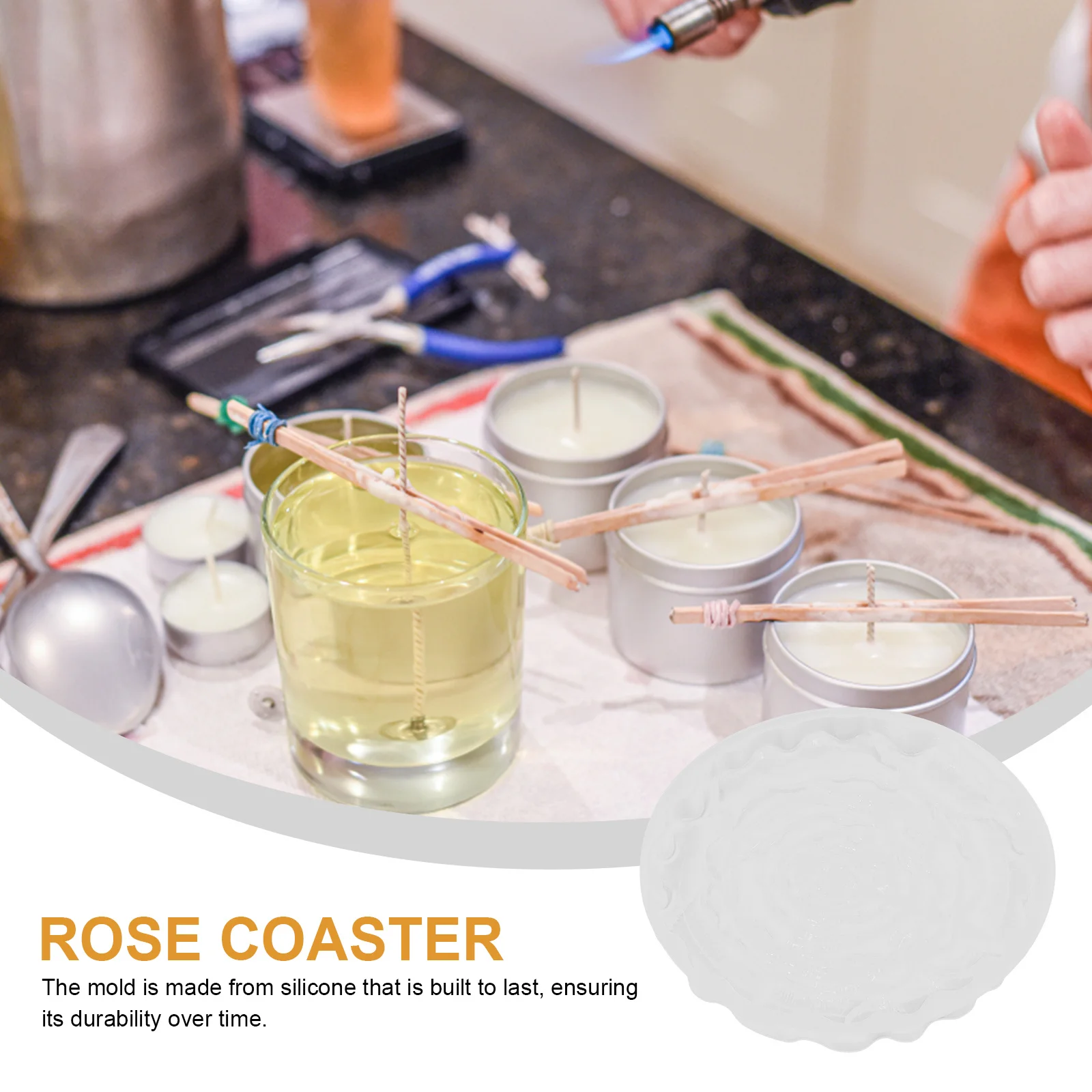 2 قطعة قالب كوستر سيليكون للراتنج شكل زهرة الورد لتقوم بها بنفسك علبة مجوهرات صنع عدة قوالب كوستر سيليكون قوالب الايبوكسي الراتنج