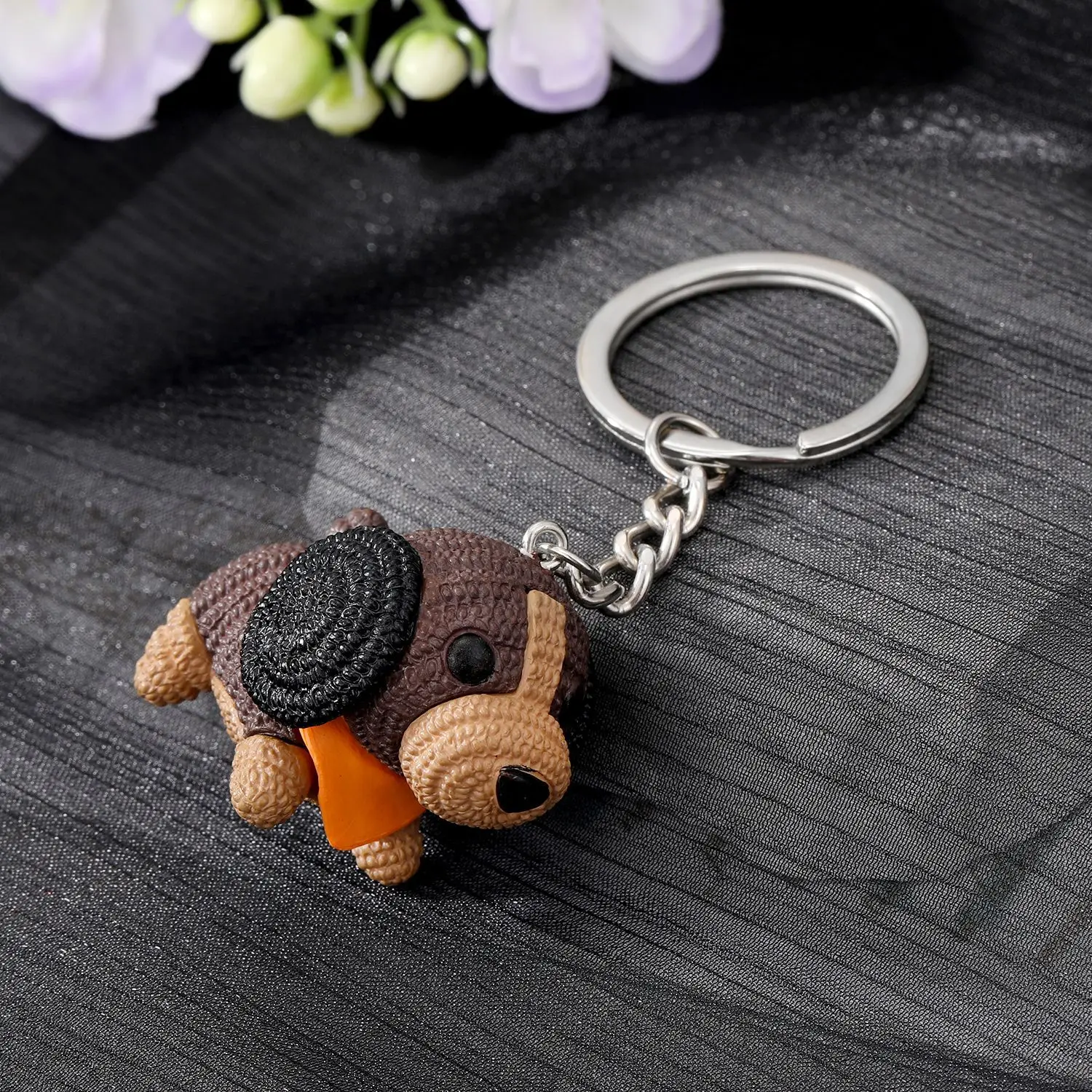 Resin Dog Cute Keychain Doll Keyring Pendant Mascot Creative Loveliness Jewelry Small Gift Car Key Chain