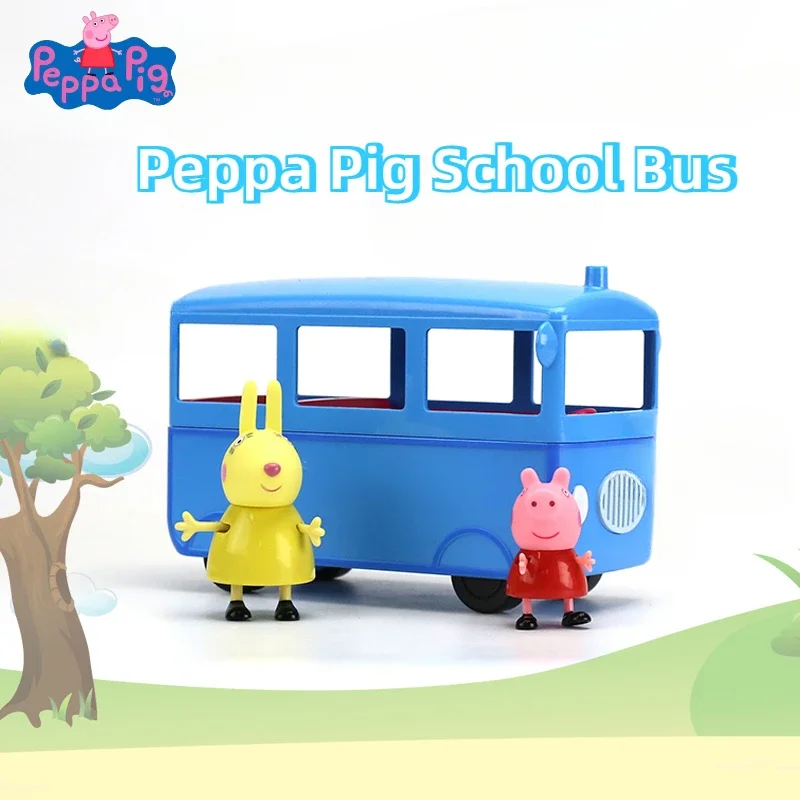 Authentic Peppa Pig Original Music School Bus Car Play House Children's Animation Scene Toy Birthday Gifts Christmas 