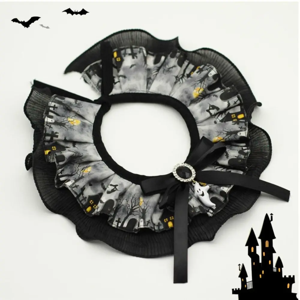 Creative Pet Halloween Lace Collar Bell with Sound Adjustable Cat Dog Ghost Necklace Cute Exquisite Pet Bib Scarf Puppy view 2