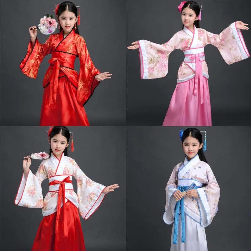 Traditional Chinese Dresses For Women Phoenix Party Embroidery Hanfu Cheongsam Dance New Year Costumes For Girls