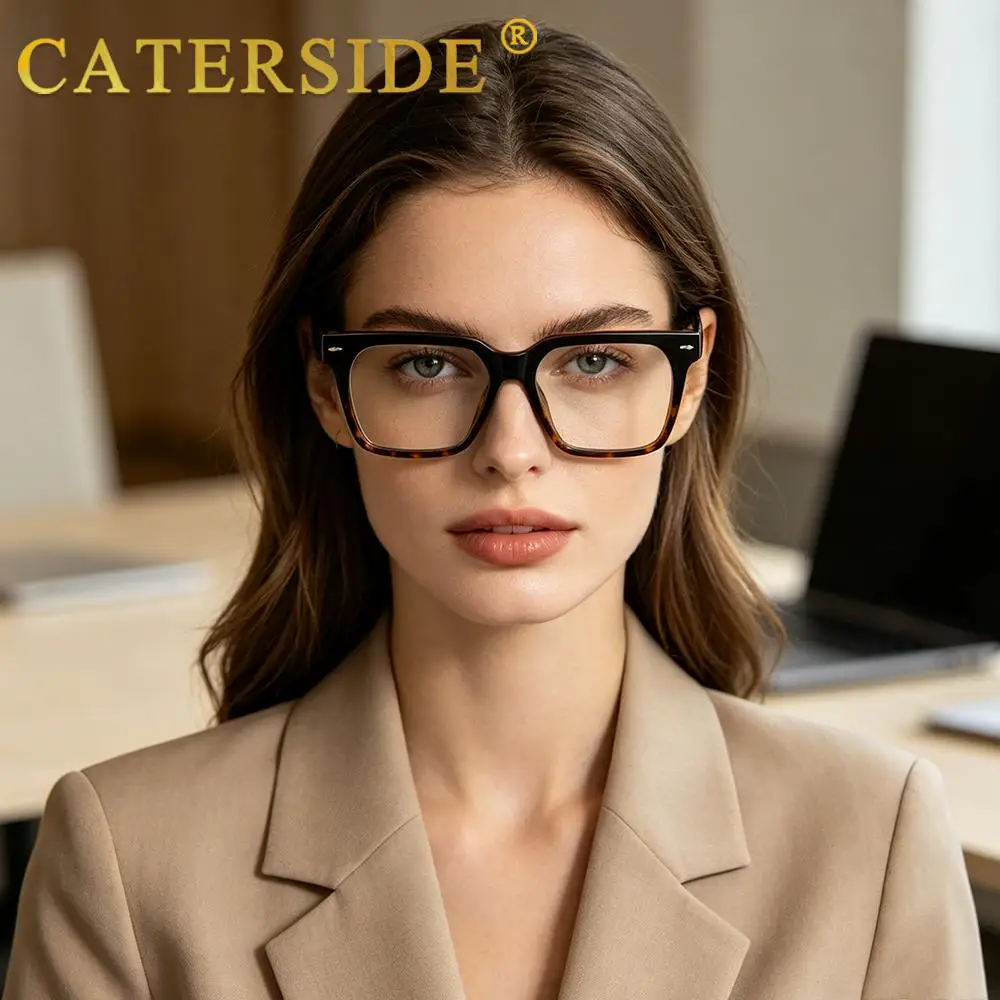 CATERSIDE Neue Modische Herrenbrille Tr90 Quadratischer Rahmen Anti-Blaulicht-Brille Damen Business- und Freizeit-Dekorationsbrille – Detail 19