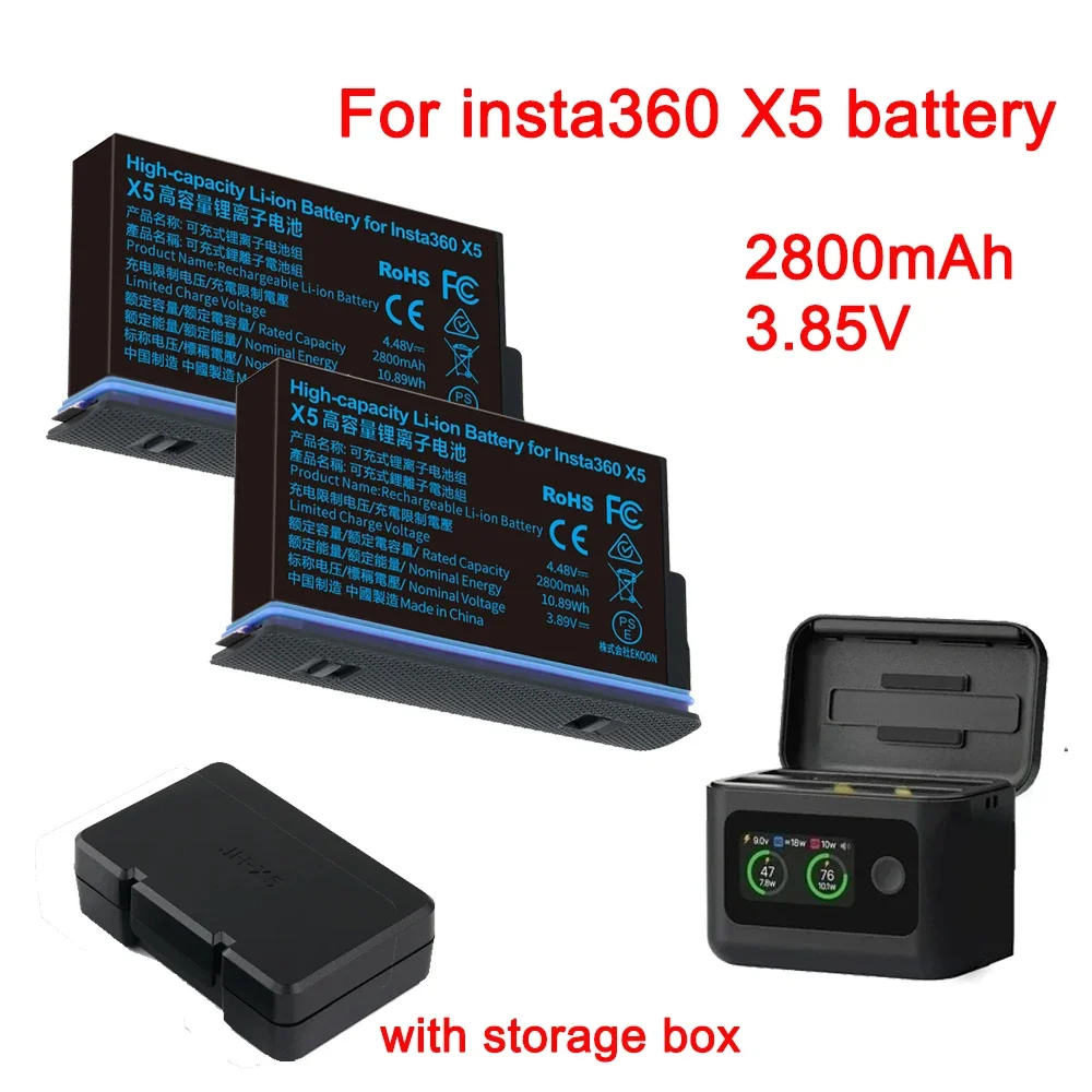 2800mAh For Insta360 X5 Battery 3.85V Camera battery for Insta 360 X5 Panoramic Motion Camera Battery Power Accessories