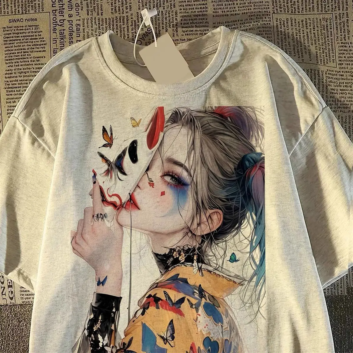 

Футболка с короткими рукавами и принтом High Street Clown Mask, женская и мужская, новинка лета 2025 года, милый крутой топ T