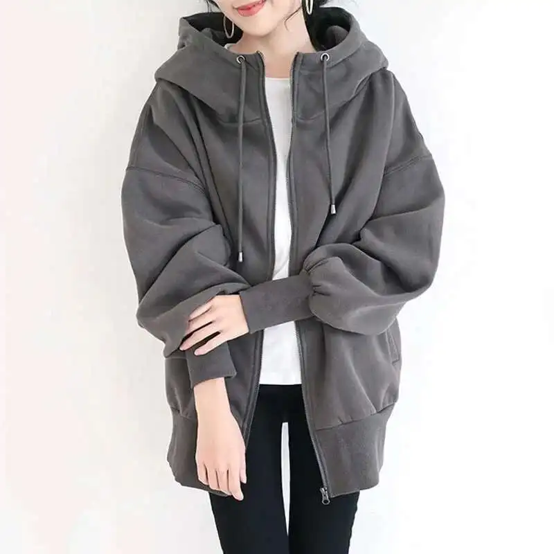 

2025 Autumn/winter New Personalized Street Hoodie Zipper Hoodie Long Velvet Hoodie