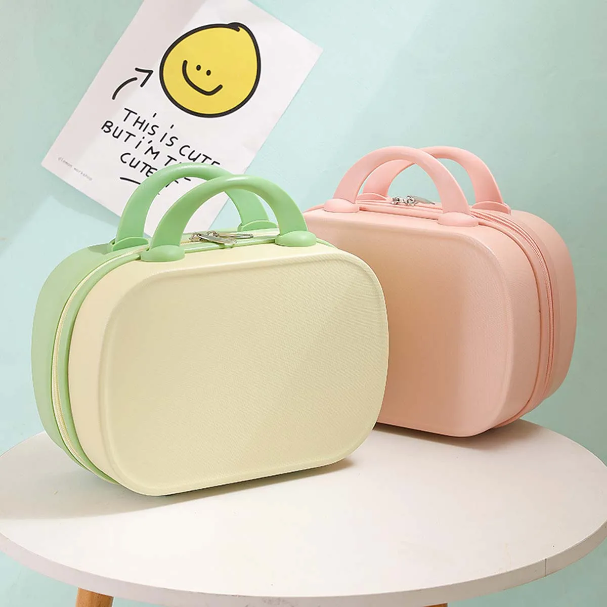 Color contrast hand luggage Women's small makeup case Convenient 14 "travel password case Light mini storage bag