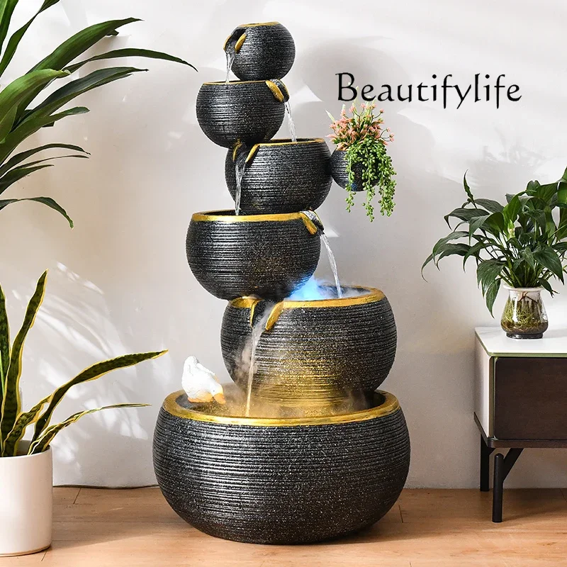 X36 Creative European-style Flowing Water Fountain Ornament Home Living Room Humidification Lucky Water Feature
