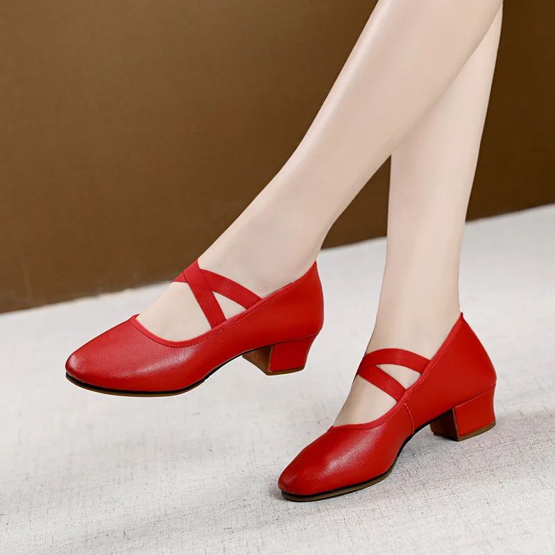 

Women's soft soled dance shoes adult dance shoes cow tendon soled mid heeled shoes Latin dance shoes performance dance shoes