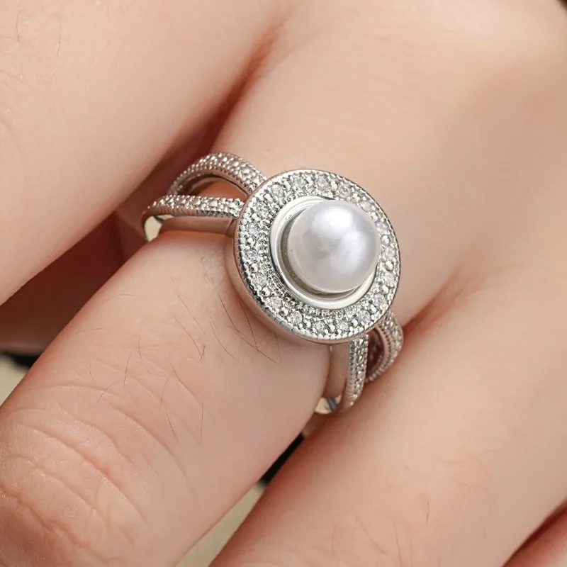 Trend Newly Romantic Elegant Big Round Imitation Pearl Women Ring Female Wedding Party Anniversary Birthday Gift Ring Jewelry