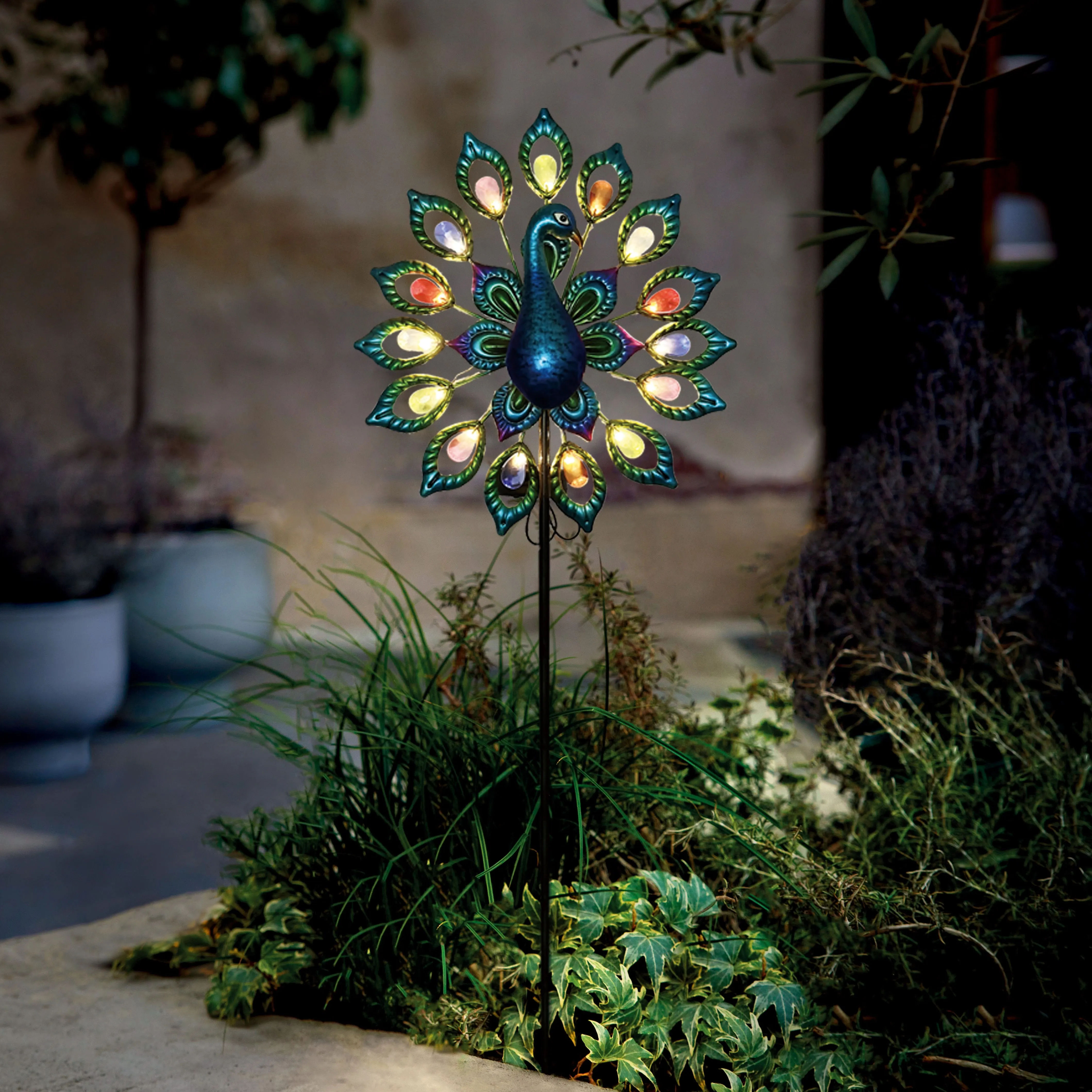 1pc Peacock Color Solar Light, Suitable For Garden, Courtyard, Lawn, Doorway, Pond, Balcony