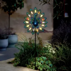 1pc Peacock Color Solar Light, Suitable For Garden, Courtyard, Lawn, Doorway, Pond, Balcony