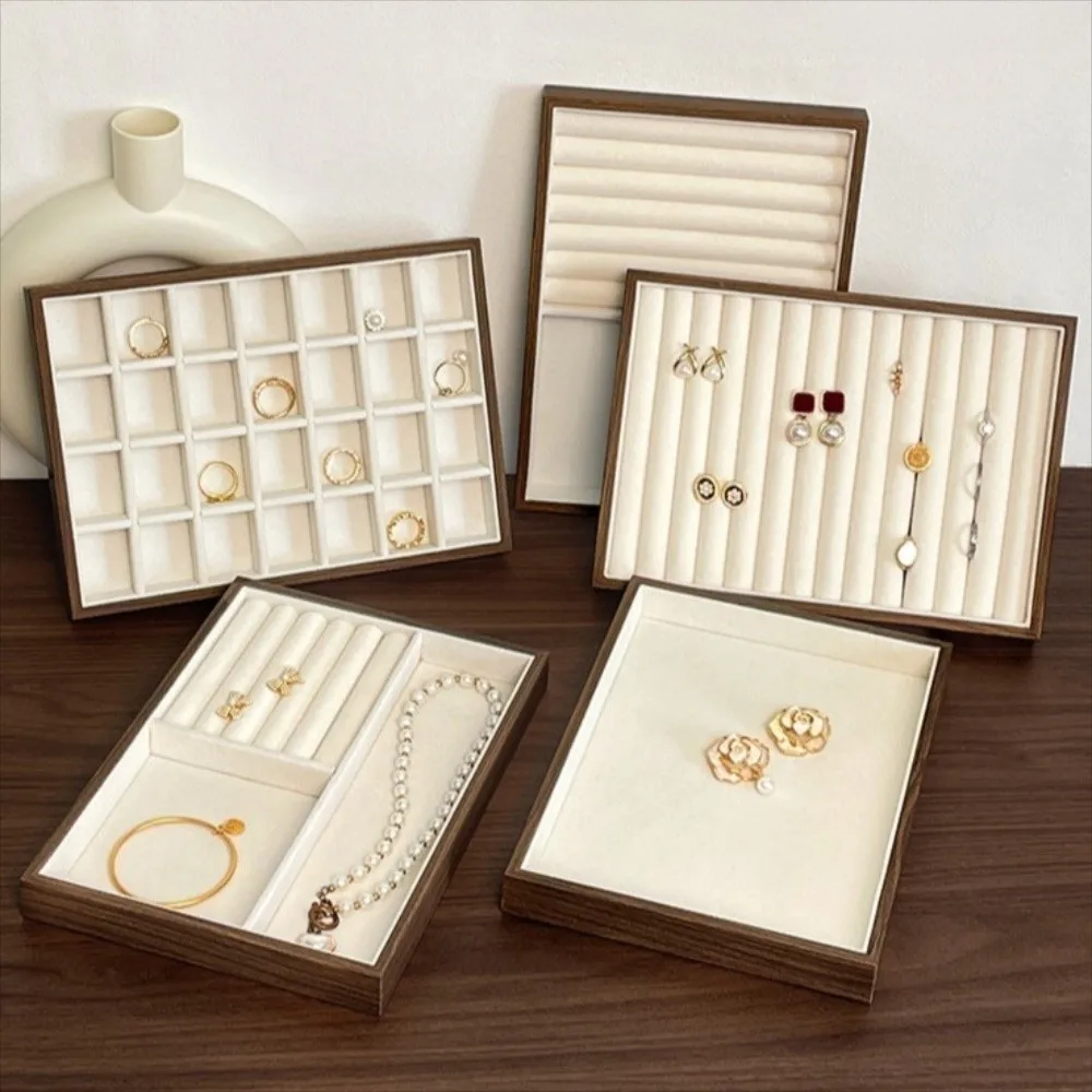 

Walnut Wood Jewelry Box Retro Bracelet Grain Jewelry Tray Multifunctional Necklace Display Jewelry Holder Boutique