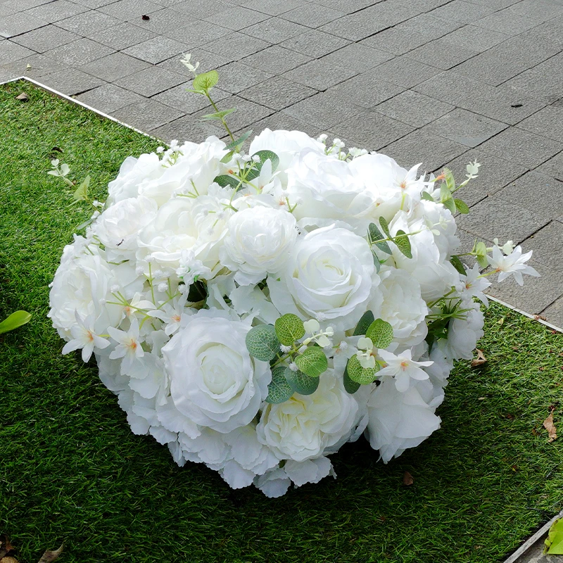 30/40cm White Baby Breath Rose green leaf Artificial Flower Ball Wedding Table Centerpiece Deco Floral Event Party Prop