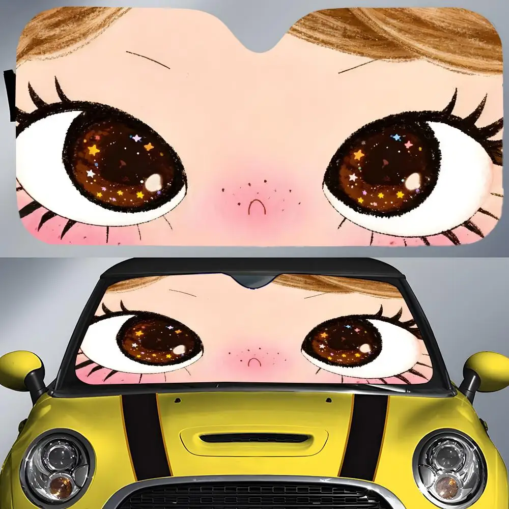 

Cartoon s-star e-eyes X-Xiaoman Sun Visor Car Front Windshield Sun Shade UV Block Heat Insulation Sun Visor Window Cover