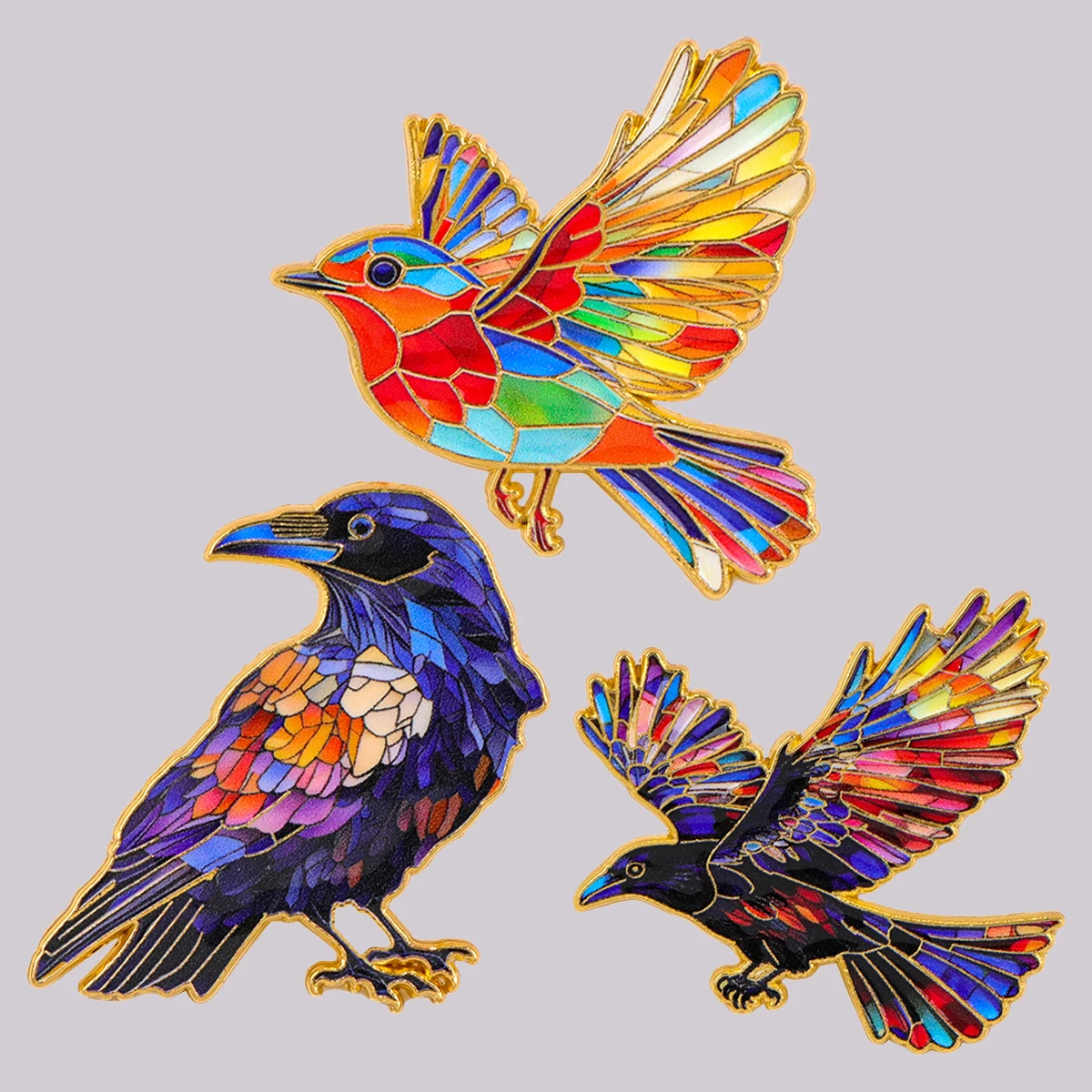 Colorful Birds Enamel Pin Cute Crow Brooch Lapel Pins Badge on Backpack Clothing Accessories Fashion Jewelry Friends Gifts