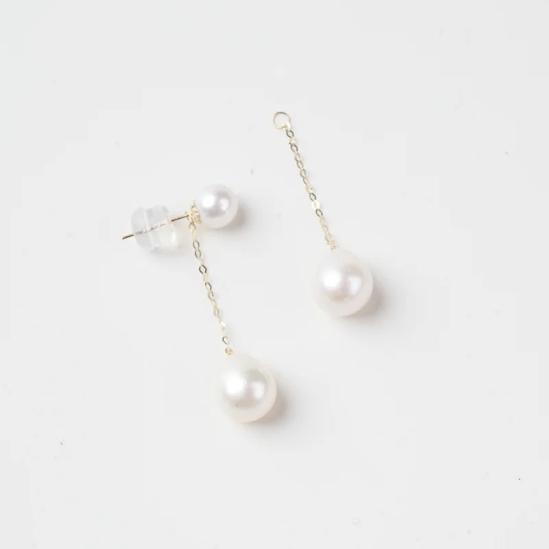 NYMPH Fine Jewelry DIY Accessories For Earrings Real 18K Yellow Gold Natural Freshwater pearls Au750 For Earrings diy010 3