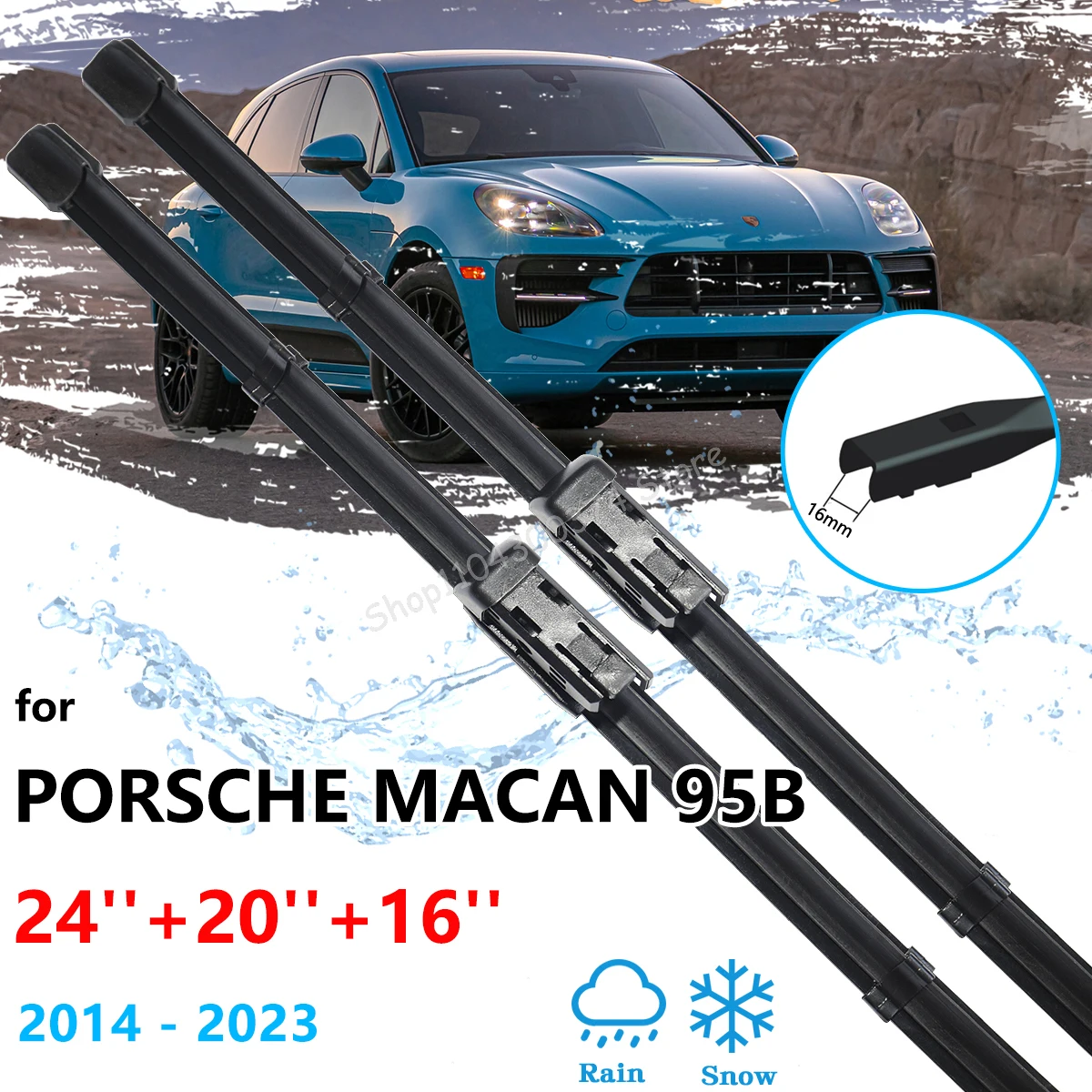 

For Porsche Macan 95B 2014~2023 Front Wiper Blades Window Windshield Windscreen Brushes Cutter Cleaning Washers Car Accessories