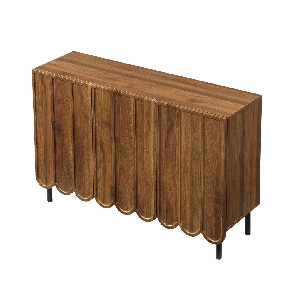 Modernes Sideboard aus Holz mit 120 x 35 x 80 cm großen, grifffreien, verstellbaren Regalen und Stauraum für Wohnzimmer, Flur und Esszimmer – Detail 13