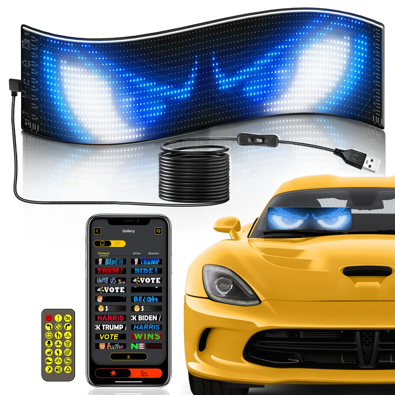 DIY Screen Scrolling Message Display Board App Soft Flexible Led Panel RGB LED Screen Sign Advertising Car Rear Window Display