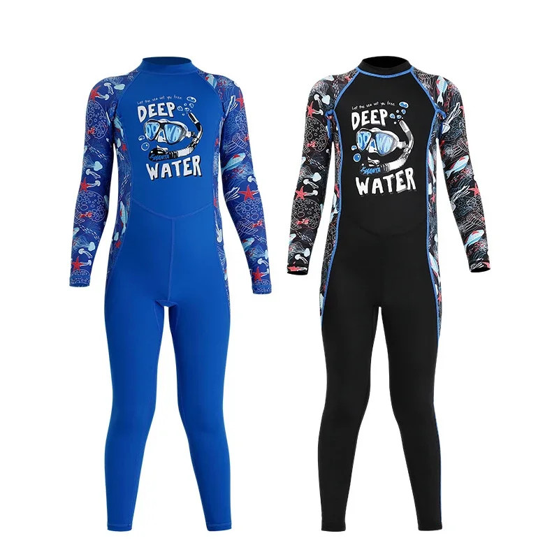 2024 Print Een Stuk Badkleding Lange Mouw Baby Jongen Wetsuit Snelle Droge Letter Kinderen Badpak Outdoor Sport Meisje Badkleding