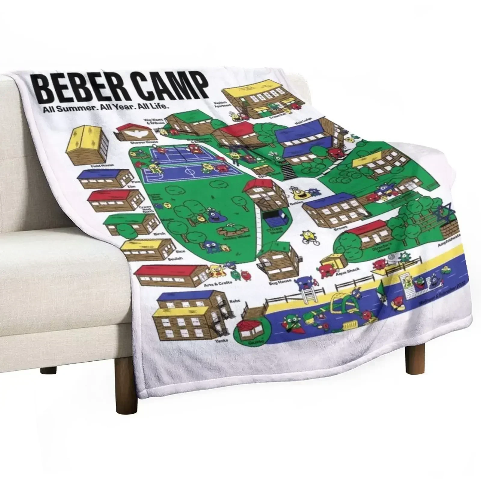 

Beber Camp Map Throw Blanket Reusable Durable Soft Blanket for All Seasons