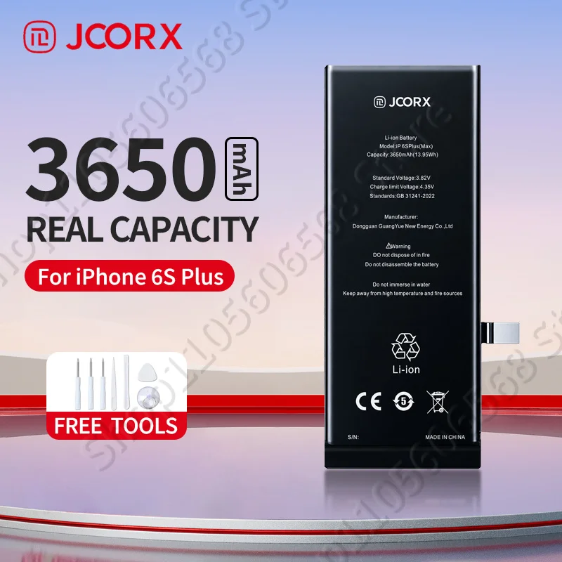 JCORX High Capacity 3650mAh Replacement Battery For iPhone 6 6S Plus Li-ion Cell With Free Repair Tools CE Certified