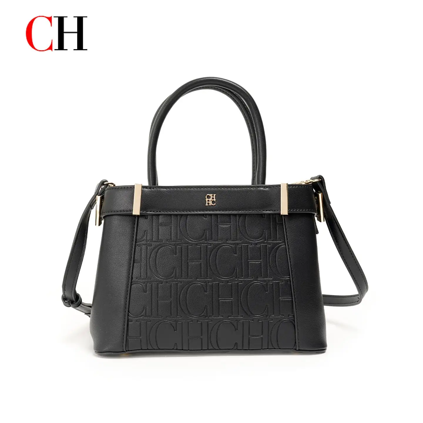 CH Women's Embossed Letter Top Handle Handbag Elegant Shoulder Crossbody Bag Large Capacity Commuter Tote Purse for Work