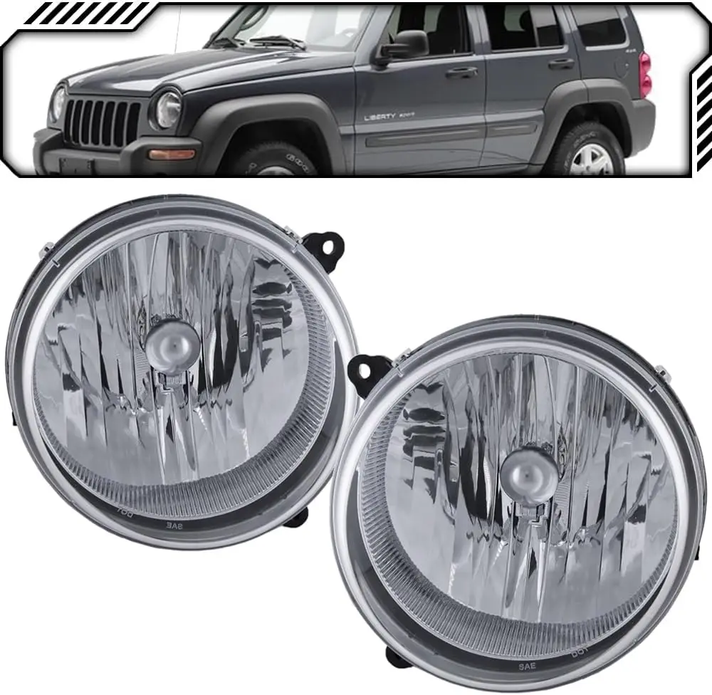 

Галогенные сменные головные фары, совместимые с JEEP 02-07 LIBERTY [CH2502156 CH2503156 55157141AA 55157140AA] пара