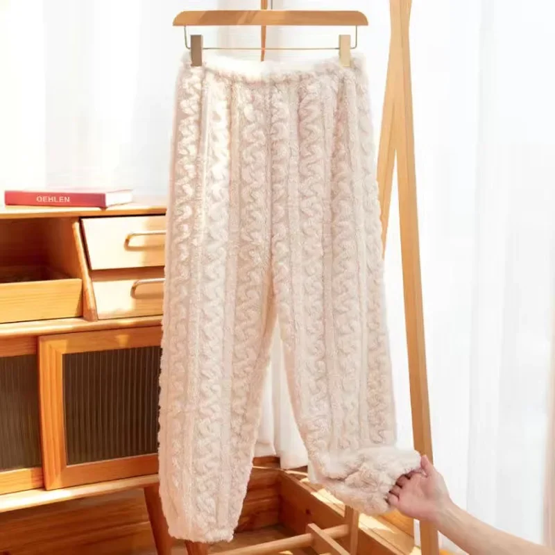 Pantaloni da notte abbigliamento donna invernale addensato imbottito casa sciolto accogliente semplice conveniente morbido elegante di alta qualità Casual caldo