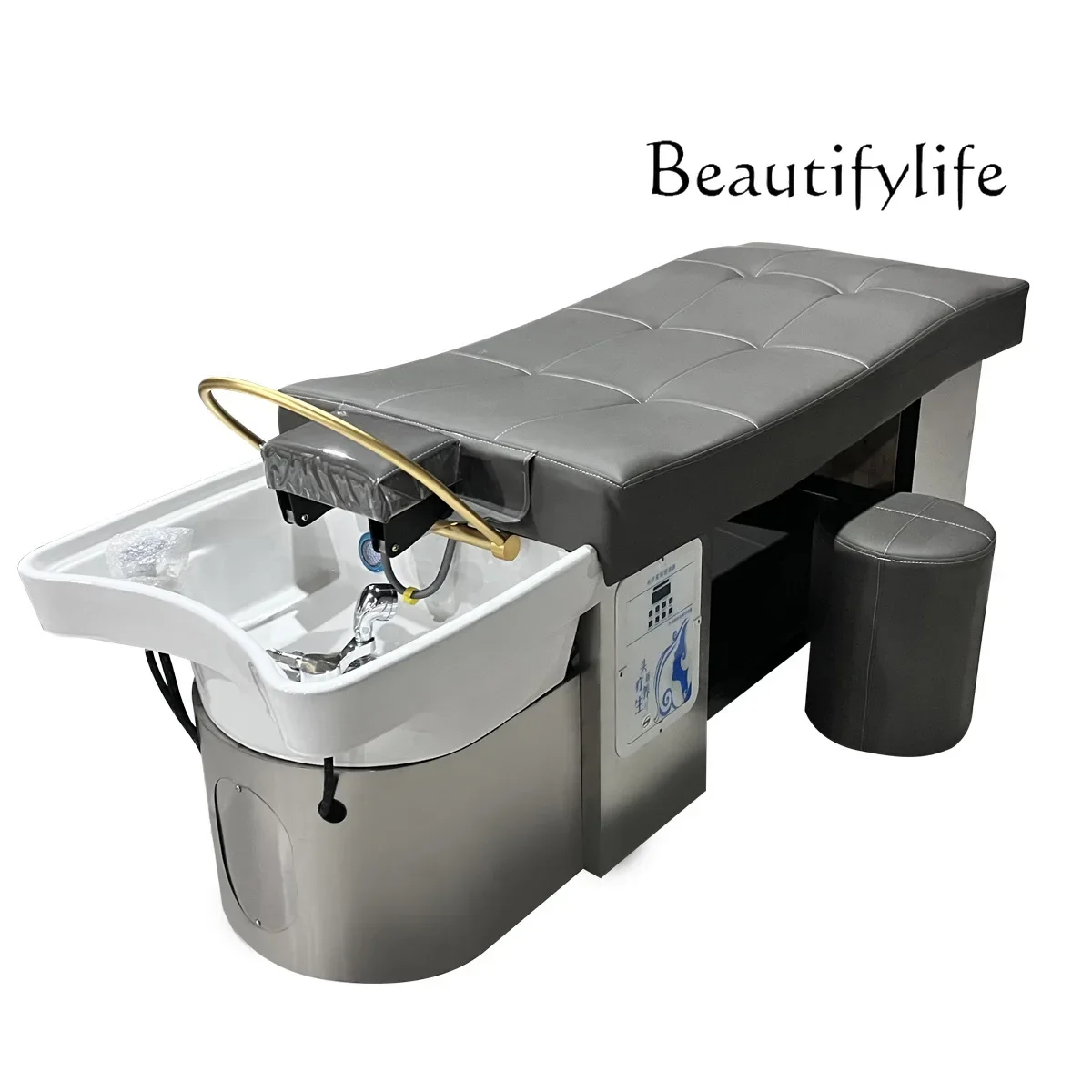 High-end shampoo bed acrylic basin stainless steel barber shop fumigation water follow leisure massage head treatment