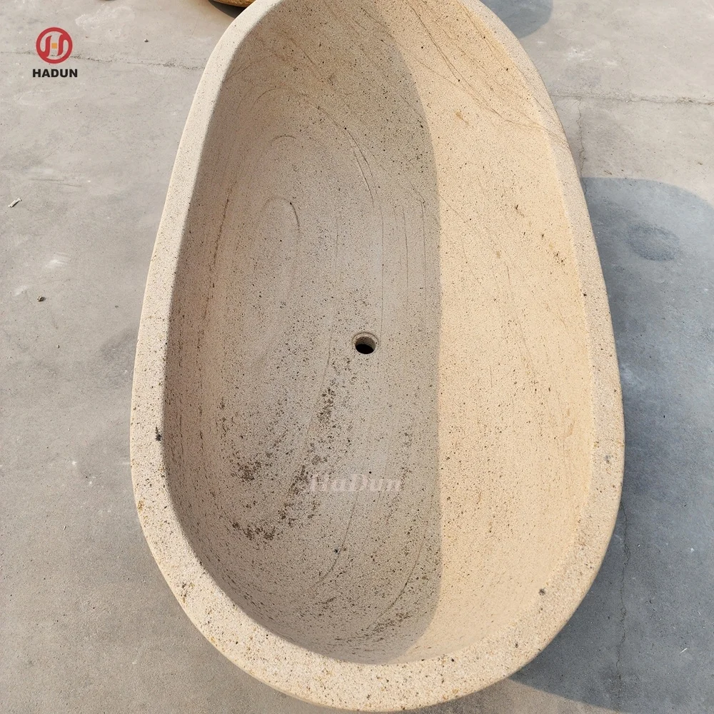 Luxury Stone Baths,Custom Made Oval Round Stand Bathtub And Bathroom Stone  standing Sandstone Bath Tub For Modern Bathroom