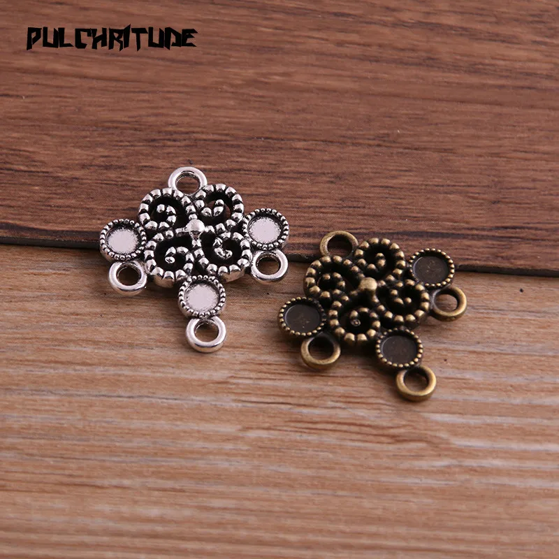 8pcs 23*26mm Two Color Zinc Alloy Necklace Charm Jewelry DIY Hollow Flower Connector Pendant Necklace