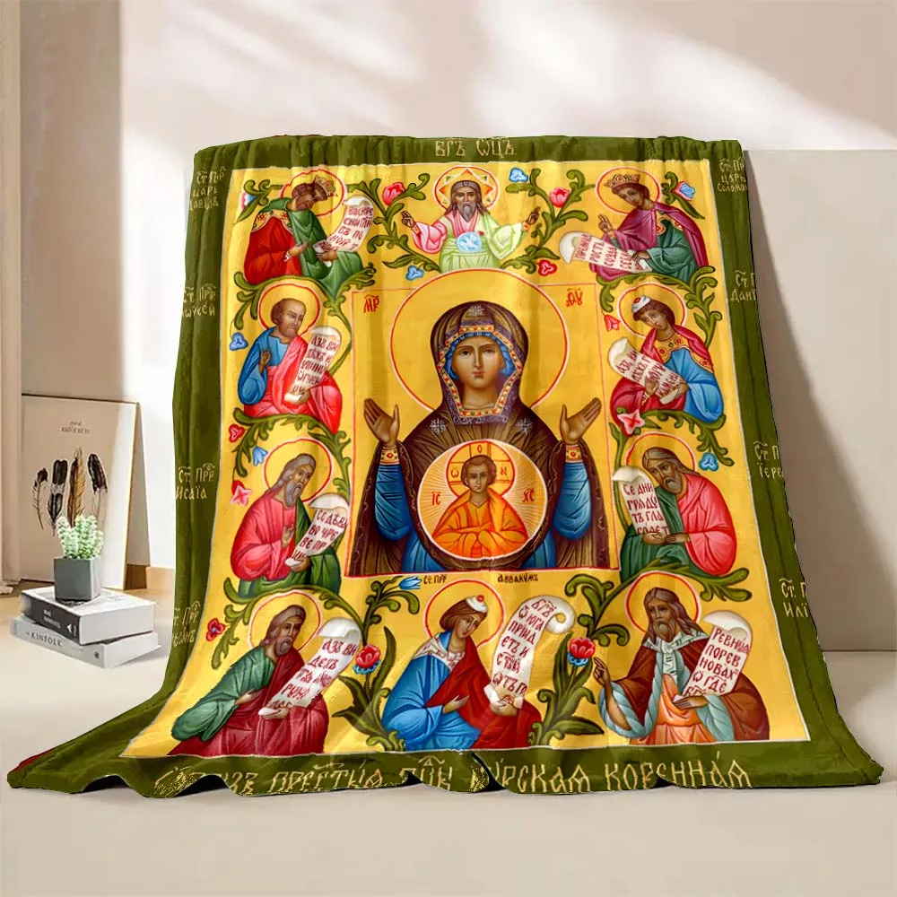 بطانية مطبوعة للبالغين والأطفال ، يصلي مسيح العذراء مريم ، ناعم ومريح ، للسفر في المنزل ، دافئ ، 6 أحجام