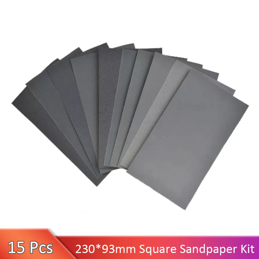 15 Pcs 230x93 mm Dry And Wet Sandpaper Set Maintenance Industry Hand Polished Water Sandpaper For Polishing