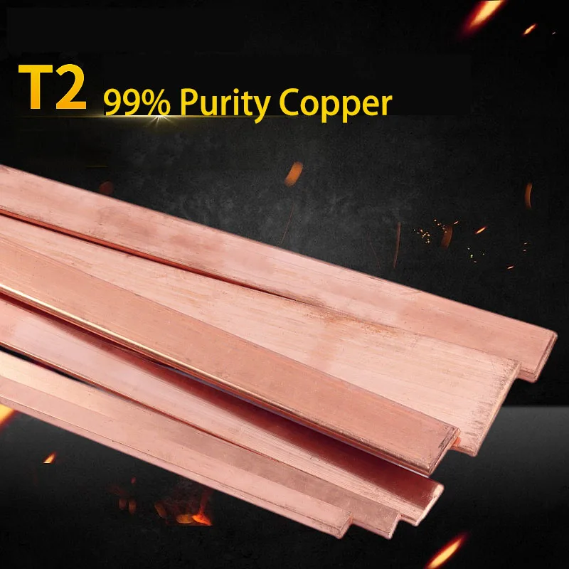 1pcs New 99% Purity Copper Strip Thickness 10mm Metal T2 Copper Bar Plate 20x200mm 30x200mm 40x200mm 50x200mm 60x200mm DIY CNC