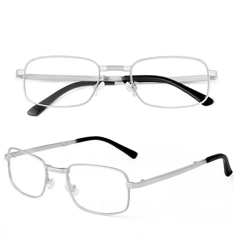 Anti-Scratch Reading Glasses with Case Men Women Glass Lens Alloy Full Frame Presbyopic Glasses Magnifying Eyewear Diopter