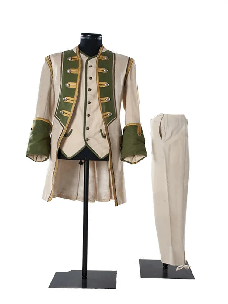 1780s Men's Victorian Civil War Gothic Steampunk  Uniform Costume Hussar Jacket With Vest Set Circus Theater Costume