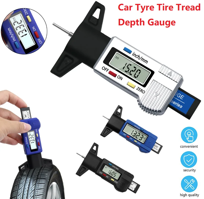 Digital Tread Depth Gauge For Car Tyre Tire Meter Thickness Gauges Automobile Tire Wear Detection Measuring Tools Depth Caliper