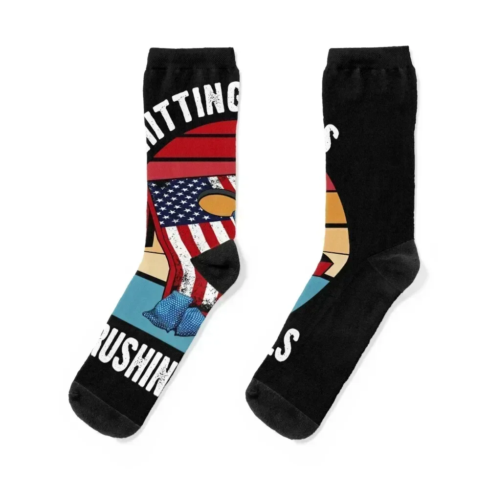 

Hitting Holes Crushing Souls Funny Cornhole Lover Socks Rugby christmas gifts Thermal man winter aesthetic Women's Socks Men's